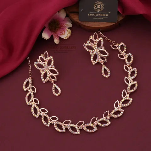 Fancy Brass American Diamond Jewellery Sets For Women