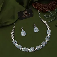 Stylish Silver Brass Jewellery Set With Earrings For Women And Girls-thumb2