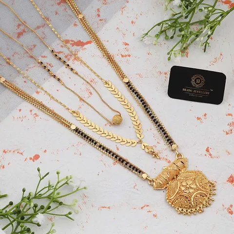 Pack Of 3 Stylish Alloy Golden Mangalsutra For Women