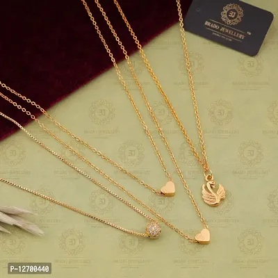 Gold Tradition Trending Gold Plated Combo Pack Of 3 Necklaces Pendant Chain With Beautiful Look For Women and Girls