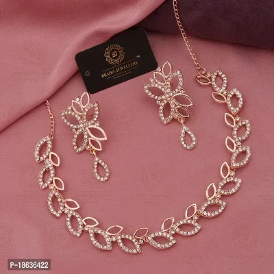 Stylish Gold Plated Rose Gold Brass Jewellery Set For Women-thumb4