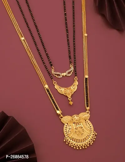 Stylish Golden Alloy Mangalsutra For Women Pack Of 3
