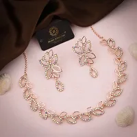 Stylish Gold Plated Rose Gold Brass Jewellery Set For Women-thumb2