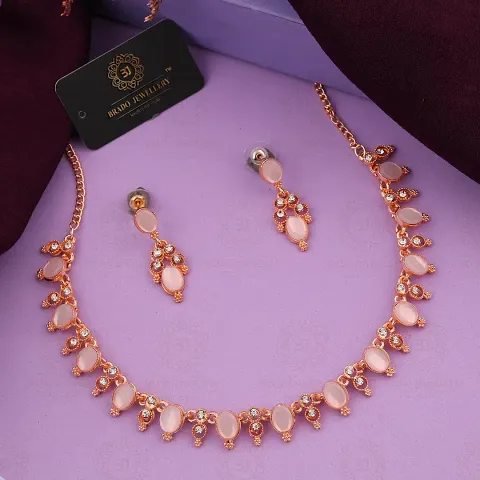 VISAMART JEWEL Brass Gold-plated Pink Jewellery Set (Pack of 2) (SoudhiSet-BabyPink)