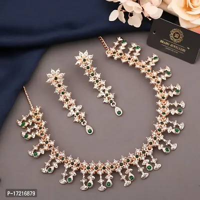 Stylish Fancy Designer Alloy American Diamond Jewellery Set For Women-thumb3