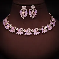 Stylish Rose Gold Plated Brass Jewellery Set For Women-thumb3