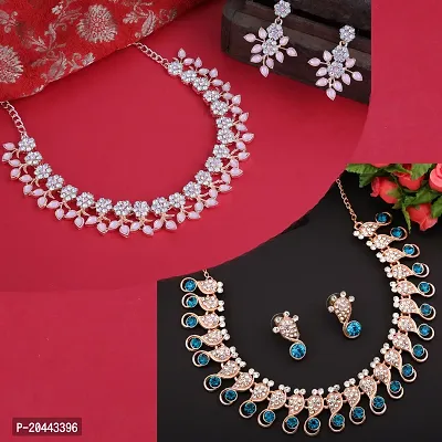Combo Of 2 Rose Gold Plated Traditional Fashion Jewellery Set For Women-thumb0
