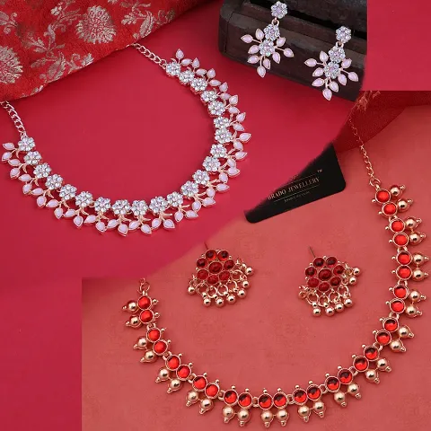 Stylish Alloy Pack Of 2 Choker And Earrings For Women