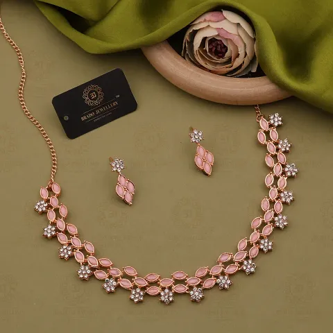 Fancy Brass American Diamond Jewellery Sets For Women