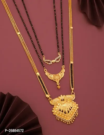 Stylish Golden Alloy Mangalsutra For Women Pack Of 3