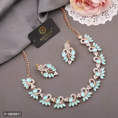 Stylish Rose Gold Plated Brass Jewellery Set For Women