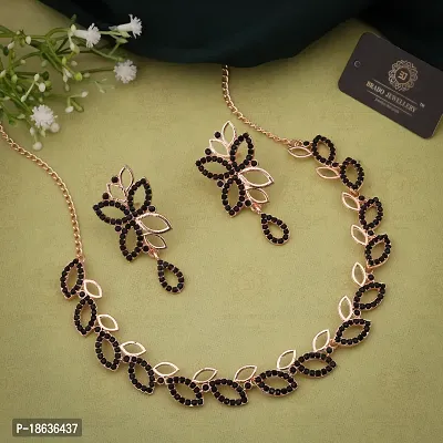 Stylish Gold Plated Rose Gold Brass Jewellery Set For Women-thumb3