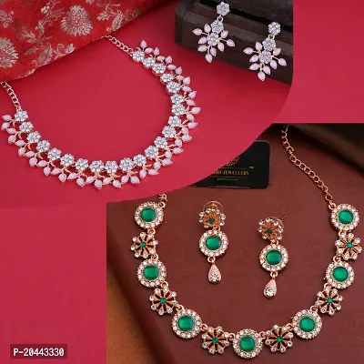 Combo Of 2 Rose Gold Plated Traditional Fashion Jewellery Set For Women