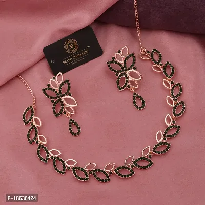 Stylish Gold Plated Rose Gold Brass Jewellery Set For Women-thumb3