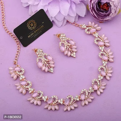 Stylish Rose Gold Plated Brass Jewellery Set For Women