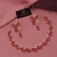 Stylish Gold Plated Rose Gold Brass Jewellery Set For Women-thumb1