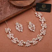 Stylish Rose Gold Plated Brass Jewellery Set For Women-thumb1