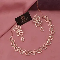 Stylish Gold Plated Rose Gold Brass Jewellery Set For Women-thumb1