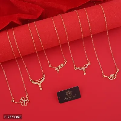 Stylish Fancy Designer Brass American Diamond Gold Plated Necklaces For Women Pack Of 5-thumb2