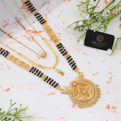 Pack Of 3 Stylish Alloy Golden Mangalsutra For Women