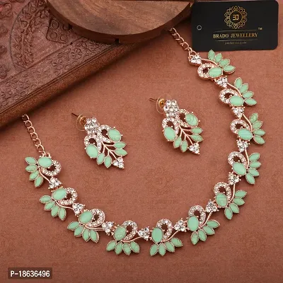 Stylish Rose Gold Plated Brass Jewellery Set For Women