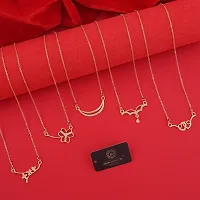 Stylish Fancy Designer Brass American Diamond Gold Plated Necklaces For Women Pack Of 5-thumb2