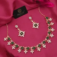 Stylish Gold Plated American Diamond Necklace For Women And Girls-thumb3