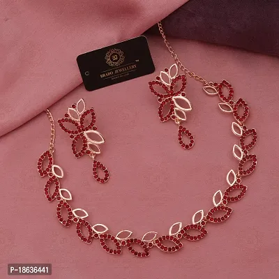 Stylish Gold Plated Rose Gold Brass Jewellery Set For Women