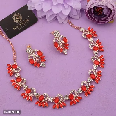 Stylish Rose Gold Plated Brass Jewellery Set For Women-thumb3