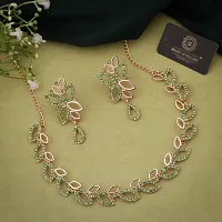 Stylish Gold Plated Rose Gold Brass Jewellery Set For Women-thumb2