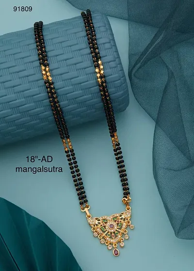 Stylish Golden Alloy Diamond Mangalsutra For Women