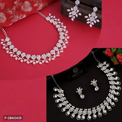 Combo Of 2 Silver Plated Traditional Fashion Jewellery Set For Women-thumb0