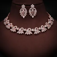 Stylish Rose Gold Plated Brass Jewellery Set For Women-thumb3