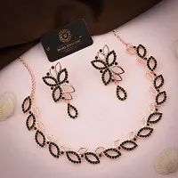 Stylish Gold Plated Rose Gold Brass Jewellery Set For Women-thumb1