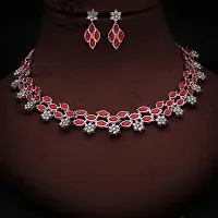 Stylish Silver Necklace With 1 Pair Of Earrings For Women And Girls-thumb3