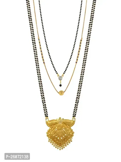 Stylish Golden Alloy American Diamond Mangalsutra Set For Women