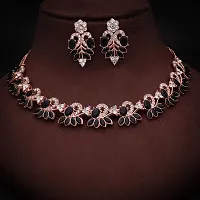 Stylish Rose Gold Plated Brass Jewellery Set For Women-thumb3