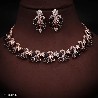 Stylish Rose Gold Plated Brass Jewellery Set For Women-thumb4