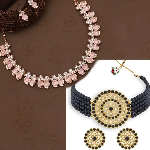 Combo of 2 Partywear Alloy Kundan Jewellery Sets