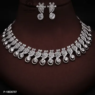 Stylish Silver Plated Brass Jewellery Set For Women