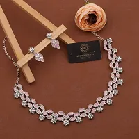 Stylish Silver Necklace With 1 Pair Of Earrings For Women And Girls-thumb2