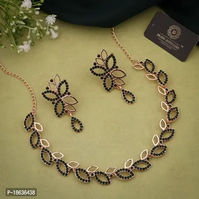 Stylish Gold Plated Rose Gold Brass Jewellery Set For Women-thumb3