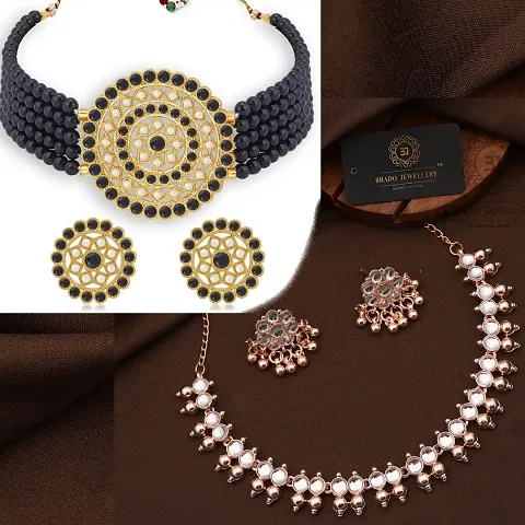 Combo of 2 Partywear Alloy American Diamond Jewellery Sets