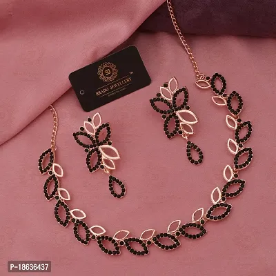 Stylish Gold Plated Rose Gold Brass Jewellery Set For Women-thumb0