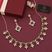 Stylish Gold Plated American Diamond Necklace For Women And Girls-thumb2