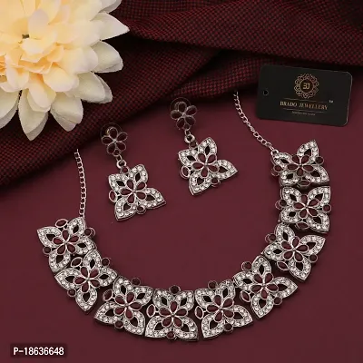 Stylish Silver Plated Traditional Fashion Brass Jewellery Set For Women And Girls-thumb3