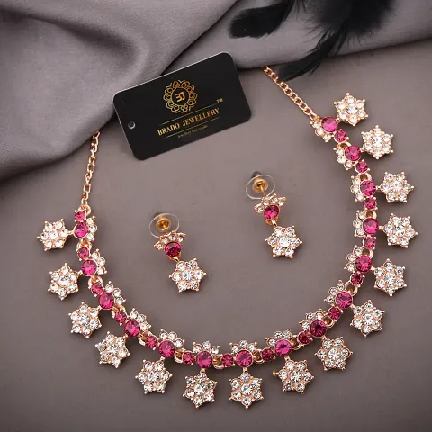 Fancy Designer Alloy American Diamond Jewellery Sets For Women