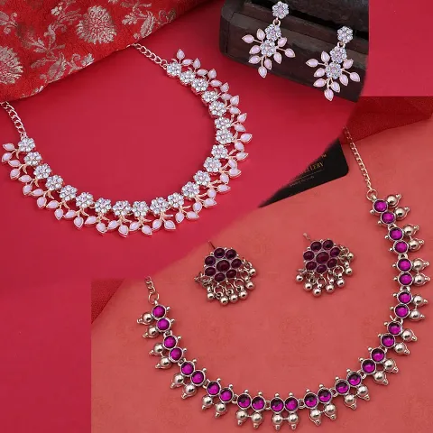 Stylish Alloy Pack Of 2 Choker And Earrings For Women