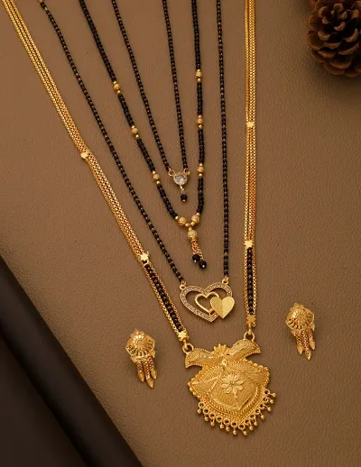 Combo Of 4 Gold Plated American Diamond Mangalsutra sets