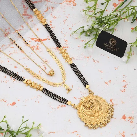 Pack Of 3 Stylish Alloy Golden Mangalsutra Set For Women